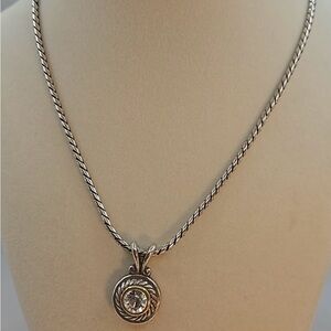 BRIGHTON TWO TONED CIRCLE WHITE CRYSTAL NECKLACE